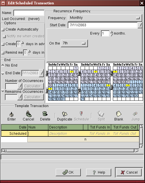 Step three creating scheduled transaction from the editor