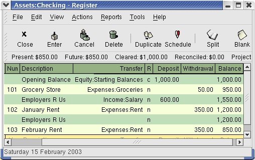 The Checking Account Register