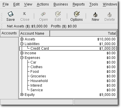 Starting account structure