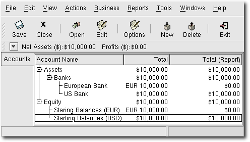 Initial Account 2 Bank Setup