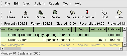 The Checking Account - Register